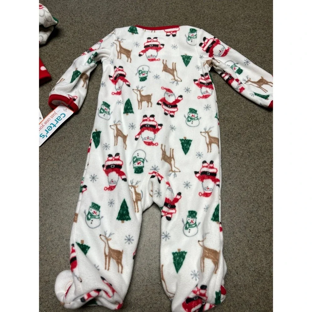 Christmas Carter's‎ NWT 6 mo fleece sleeper Santa and reindeer